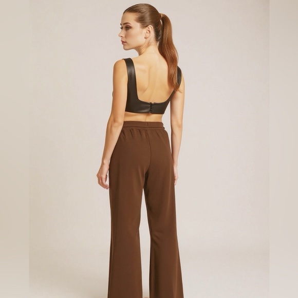 Soucy EZ Joggers Wide Leg Brown Pima Cotton Cozy Sweats Size Small - Picture 2 of 9